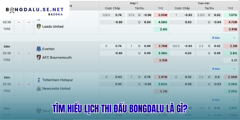 Tìm hiểu tính năng lịch thi đấu trong bongdalu